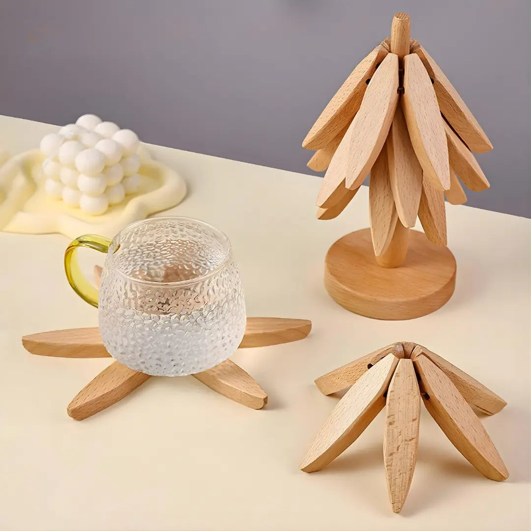 Gourmetific™ Tree-Shaped Wooden Trivet Set