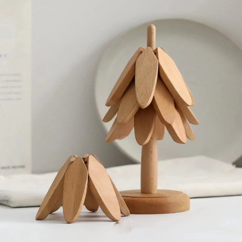 Gourmetific™ Tree-Shaped Wooden Trivet Set