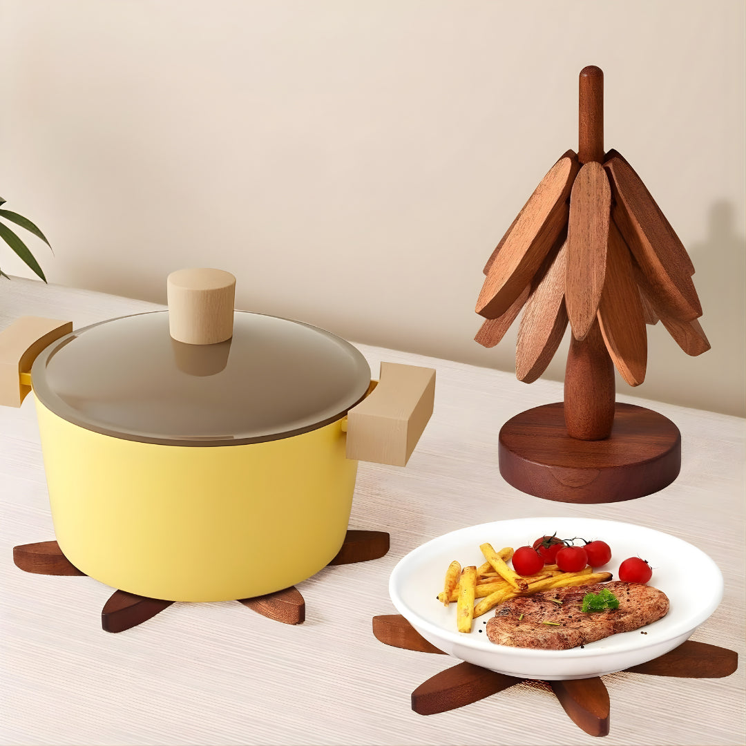 Gourmetific™ Tree-Shaped Wooden Trivet Set