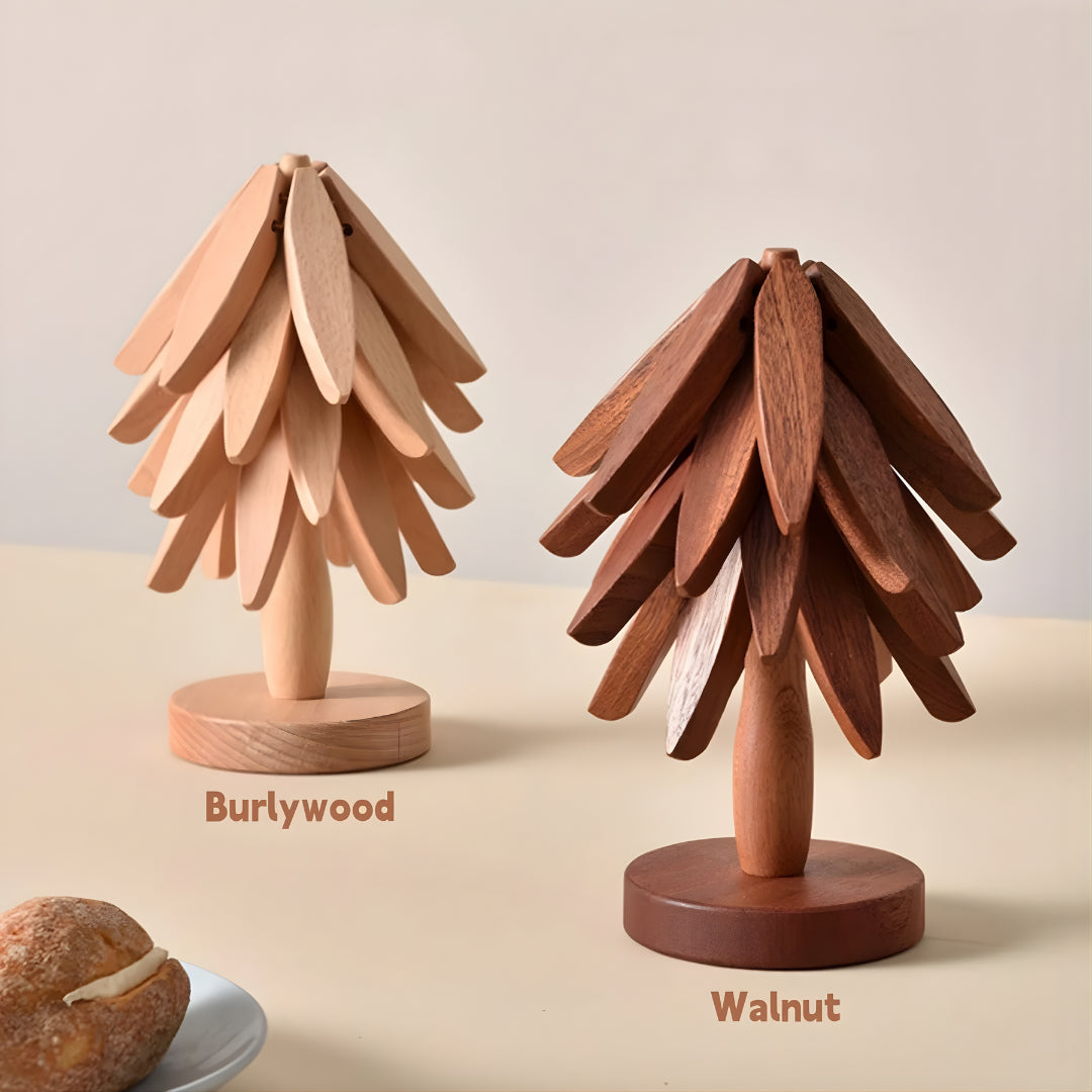 Gourmetific™ Tree-Shaped Wooden Trivet Set