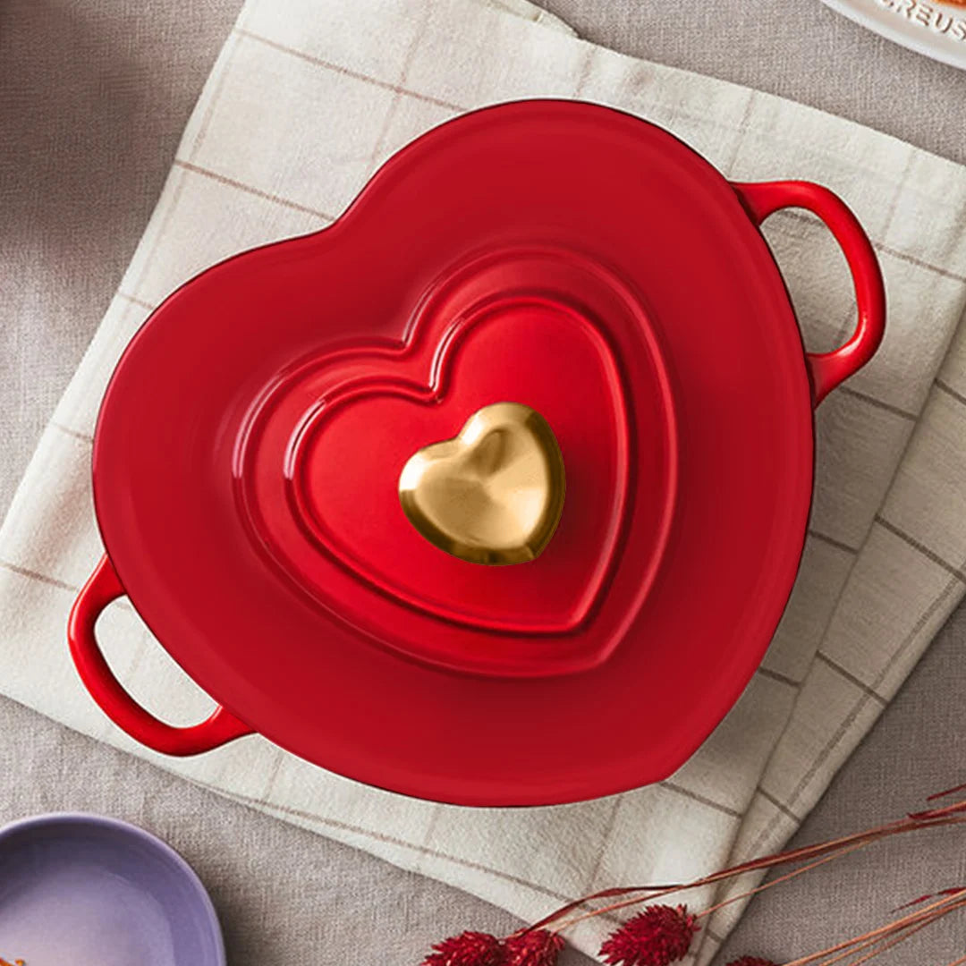 Gourmetific™ Heart-Shaped Cast Iron Pot