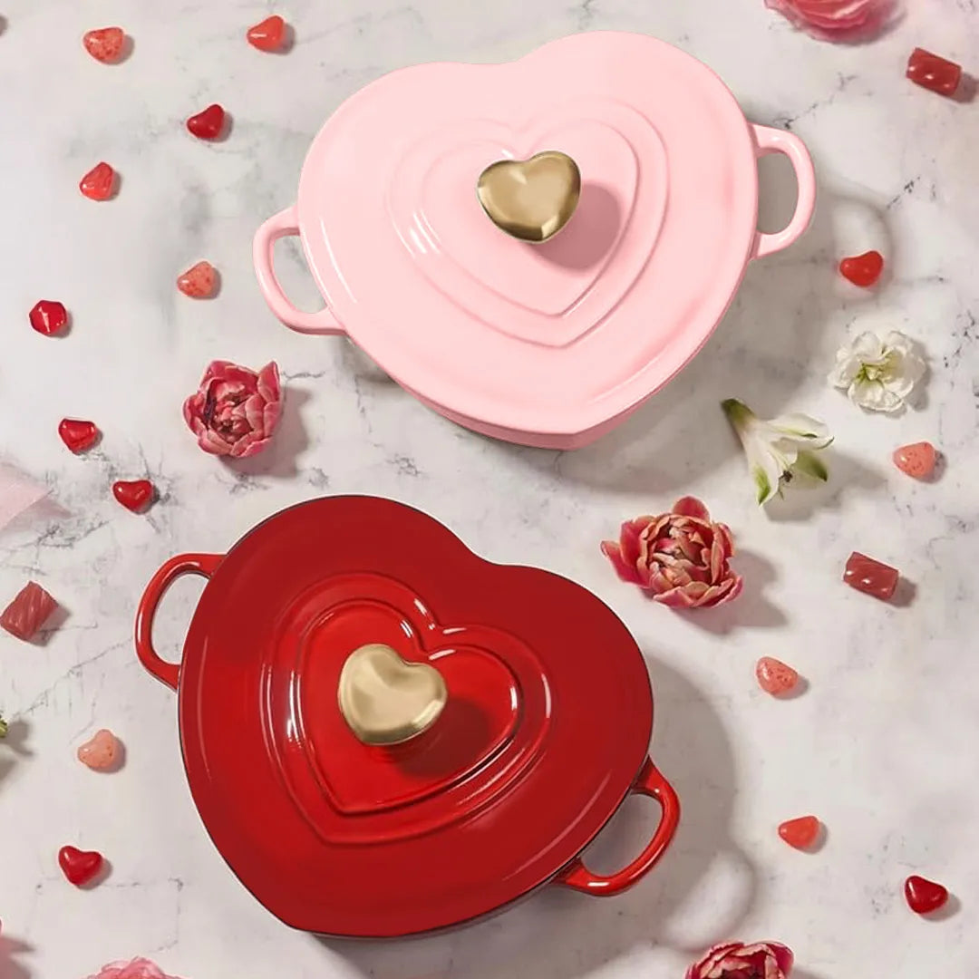 Gourmetific™ Heart-Shaped Cast Iron Pot