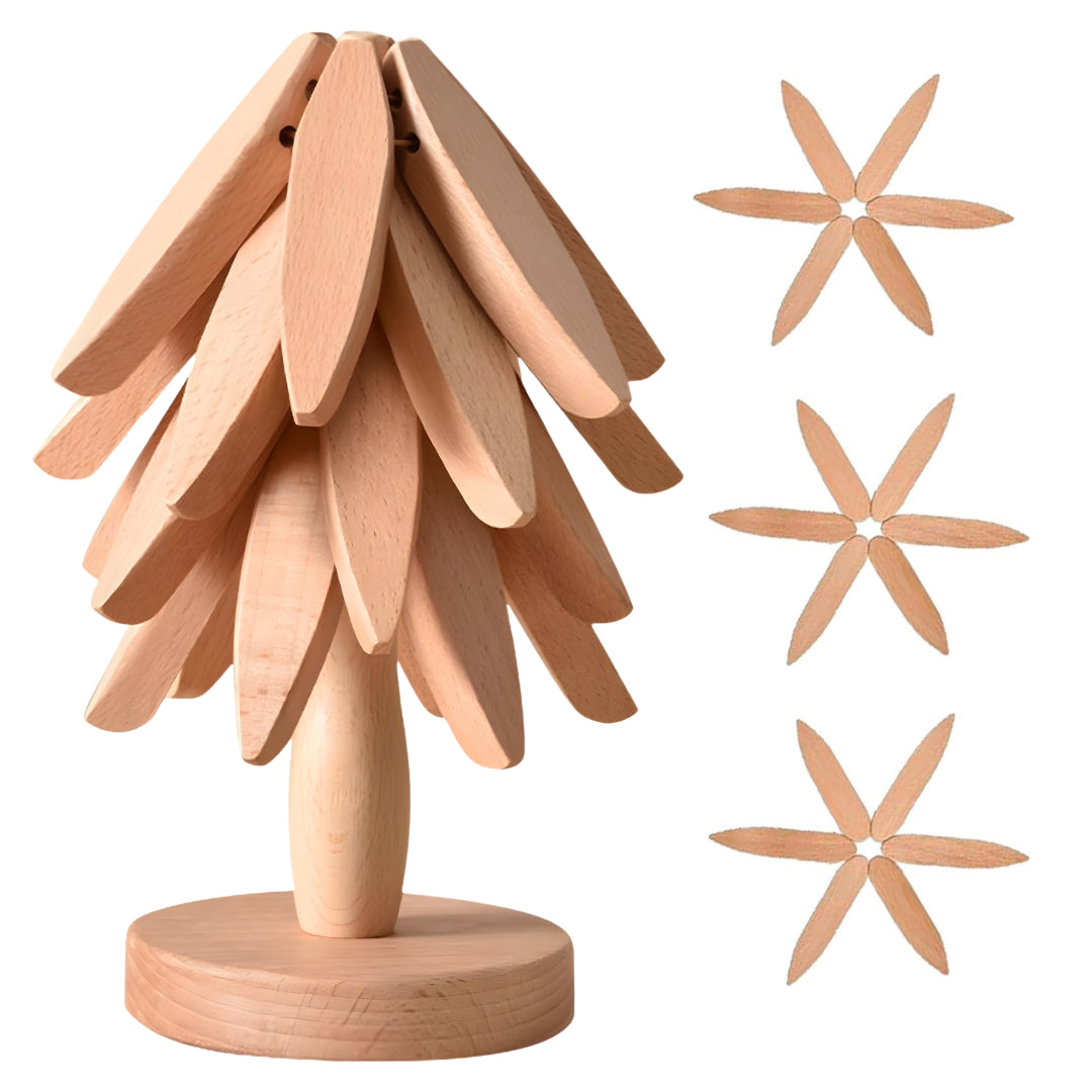 Gourmetific Tree-Shaped Wooden Trivet Set - Thumbnail 3