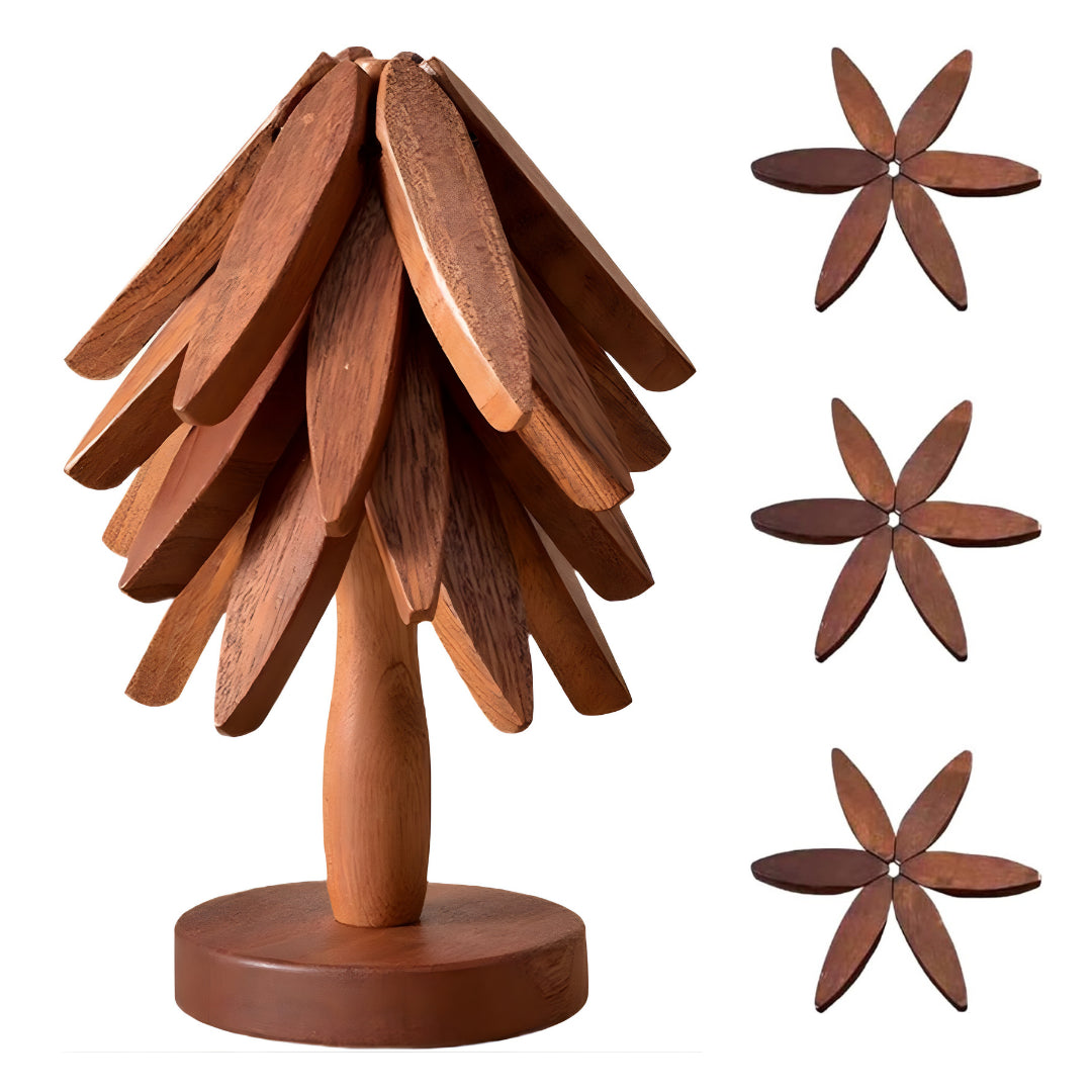 Gourmetific Tree-Shaped Wooden Trivet Set - Thumbnail 4