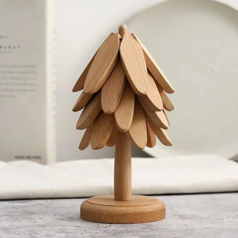 Gourmetific Tree-Shaped Wooden Trivet Set