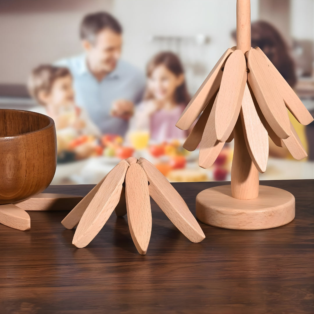 Gourmetific Tree-Shaped Wooden Trivet Set - Thumbnail 2